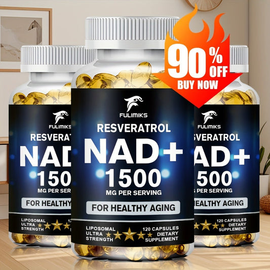 NAD+ Supplement with Nicotinamide Riboside & Resveratrol — Cellular Energy, Healthy Aging, Brain Health & DNA Repair Support, 120 Capsules for Women & Men