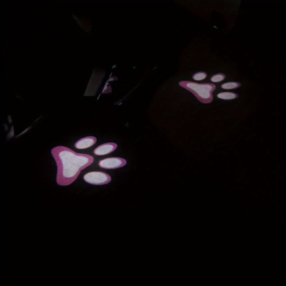 Car Door LED Projector Light 2 Pack - Welcome Courtesy Shadow Logo Puddle Lights, Cute Pattern Projection, Festive Atmosphere Night Light for Most Cars, Sky Blue Pink Amber