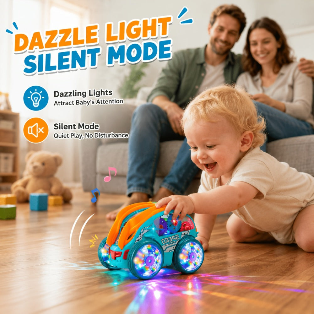 Automatic Dump Truck Toy Car with Colorful LED Lights & Music – Auto Rolling Construction Vehicle Toy for Toddlers Kids Ages 2+, Fun Light-Up Truck Sound Effects, Best Birthday Christmas Gift