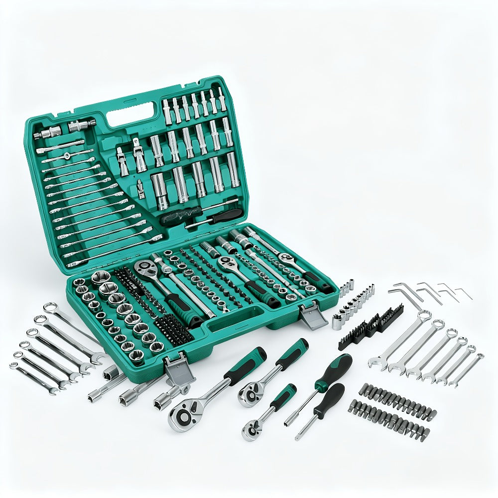 Mechanic Tool Kit Auto Repair Socket Set 1/4" 3/8" 1/2" Drive Ratchet Wrench Combination – 53 to 216-Piece Professional Grade Car Repair Tools with Depth & Standard Sockets