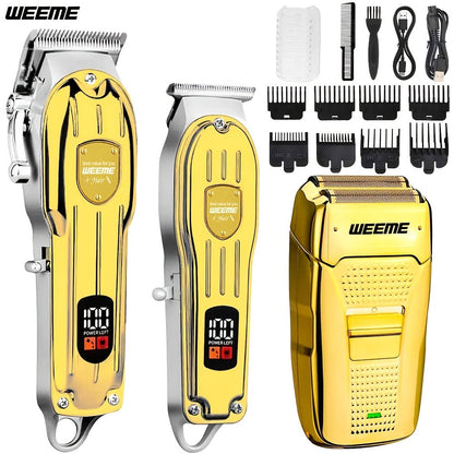 T-Blade Hair Clipper Set for Men - Golden Series USB Rechargeable Trimmer Kit with Guide Combs & Cleaning Brush, 1pc 2pcs 3pcs Options, Edge-Up Fade Beard Grooming, Gift for Men