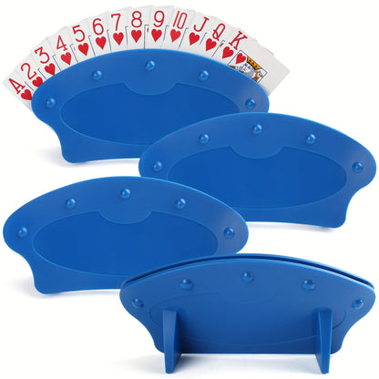 Playing Card Holder Rack 4pcs Hands-Free – Plastic Card Stand for Seniors & Adults, Holds 15 Cards, Fits Bridge & Poker Size, Family Card Game Accessory