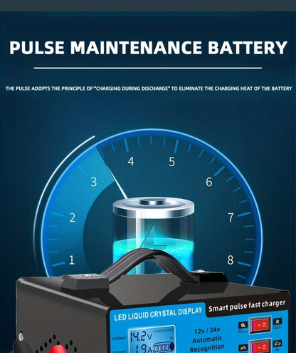 Intelligent Battery Charger & Inverter 12V & 24V – LCD Display, Trickle Maintenance, Overcharge & Short Circuit Protection for Cars Yachts & Batteries