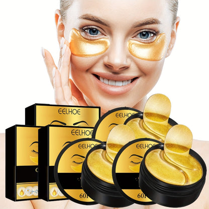 Under Eye Patches 120pcs (2 Boxes) with Hyaluronic Acid, Collagen & Glycerin - Gold Eye Mask for Dark Circles, Puffiness & Fine Lines, Deep Moisturizing Eye Contour Treatment