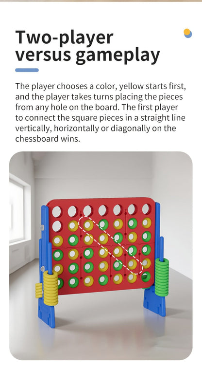 Height Adjustable Giant Connect 4 Game 33–37 Inch – Jumbo 4-in-a-Row Outdoor Yard Game with Quick Release Slider for Teens, Adults & Families, Indoor Outdoor BBQ Birthday Party Tailgate Game Set, Blue Red