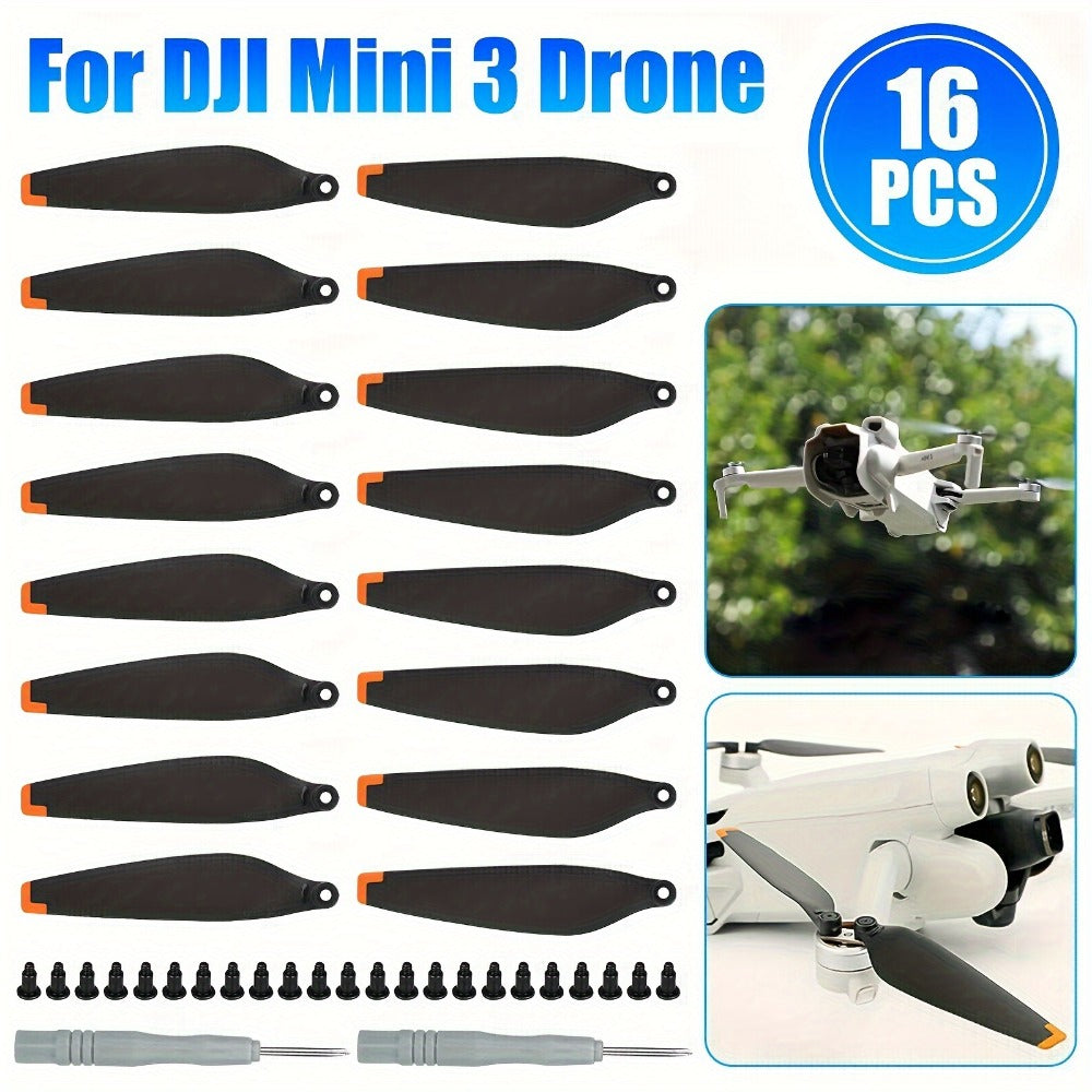 DJI Mini 3 Replacement Propellers 16pcs – Low-Noise Quick-Release Drone Blades Upgrade Kit with Screws & Screwdrivers, Lightweight Durable Drone Accessories for Extended Flight Time & Quiet Flying