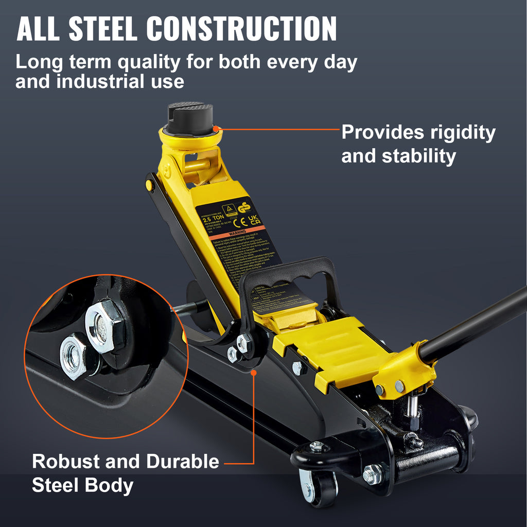 Happybuy Ground Lift, 2.5 Ton Compact Alloy Steel Sport Elevator, Single Cylinder Elevating Pump, Elevation Range 3.35"-14.96"