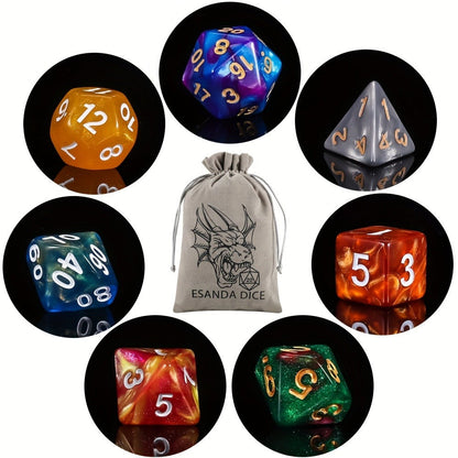 DND Polyhedral Dice Set 141pcs – 20 Complete 7-Die Sets for D&D RPG Tabletop Games, Includes Velvet Bag, Acrylic Multi-Color Dice for Dungeons and Dragons, MTG, Pathfinder