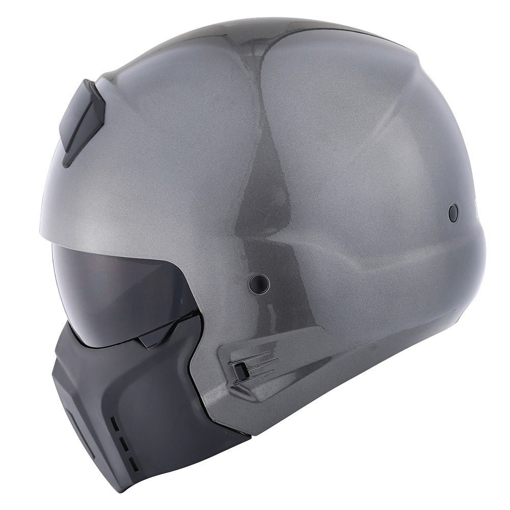Convertible Motorcycle Helmet Full Face & Open Face 2-in-1 – Detachable Visor, Face Mask & Smoked Shield, Aerodynamic Thermoplastic Shell, Classic Style, Adult S/M/L/XL