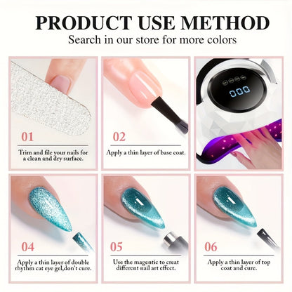 Purple Cat Eye Magnetic Gel Polish Set 9 Colors UV LED Soak Off | 3D Light-Shifting Effect 0.51oz Each Long Lasting Chip-Free | Salon & Home DIY Nail Art Manicure Kit for Women Beginners