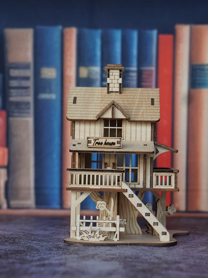 3D Wooden Puzzle Model Kit Forest Cabin – DIY Rustic Treehouse Building Set Interlocking Wood Blocks, STEM Brain Teaser Architecture Craft Gift for Adults Teens Home Office Decor