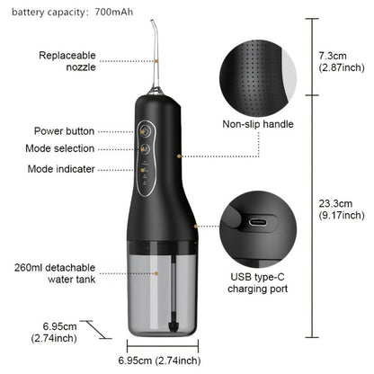 Water Flosser Cordless Oral Irrigator 4 Modes 4 Nozzles Rechargeable IPX7 Waterproof Portable Deep Cleaning Gum Care Dental Hygiene for Braces Travel Home Gift Black
