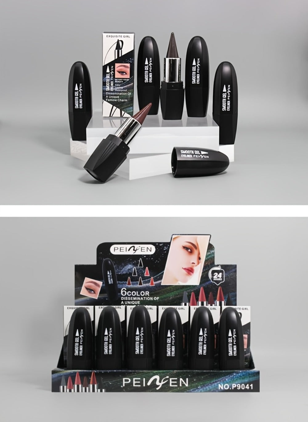 Waterproof Eyeliner Set 6 Colors Smudge-Proof Transfer-Proof Cream Liner Kit - Long-Lasting All-Day Wear for Eyes & Lips, Black Brown Reddish Brown Shades, Daily Party Makeup Gift for Women