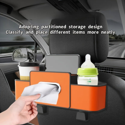 Car Backseat Organizer 8-in-1 – 2-Pack Multi-Function Hanging Storage with Cup Holders & Napkin Drawer, Large Capacity Back Seat Organizer for Family Trips | Black & Beige