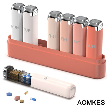 Weekly Pill Organizer for Women, 7-Day 3-Times-a-Day Pill Box with 21 Compartments, Removable Travel Pill Case, Vitamin & Supplement Organizer, Spill-Proof Gradient Pink Lipstick Design Gift for Mom