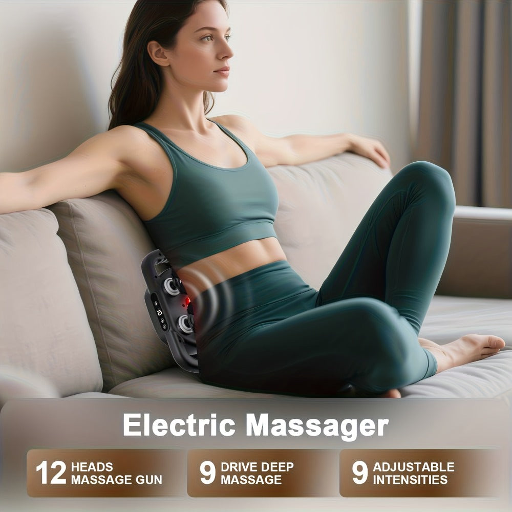 Handheld Massage Gun with Multiple Heads – 9 Modes 9 Intensity Levels USB-C Rechargeable Percussion Massager with Storage Case & Smart Timer, Deep Tissue Muscle Relief for Home Gym & Sports Recovery