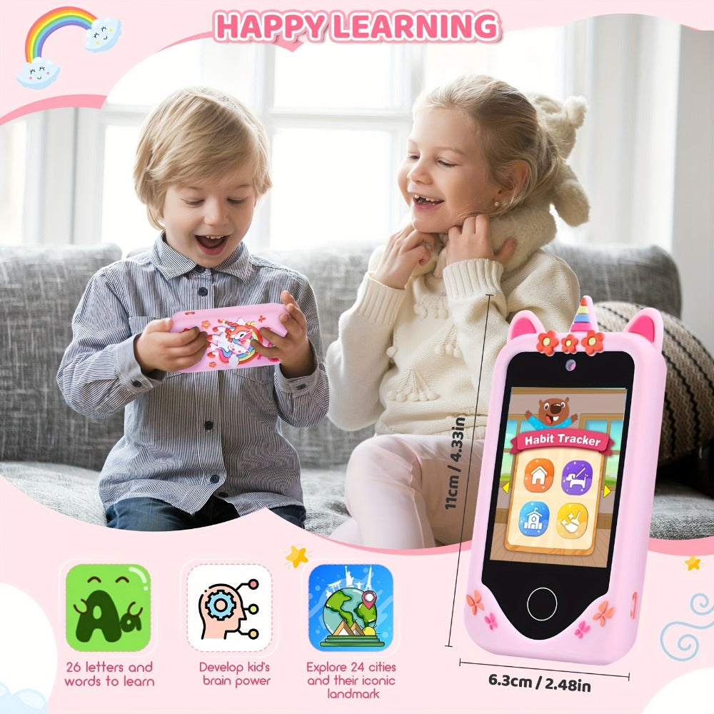 Kids Toy Phone Touch Screen HD Dual Camera with 32GB SD Card – Smartphone Toy for Girls Ages 3-10 Travel Toy – Birthday Christmas Gift Pink Purple