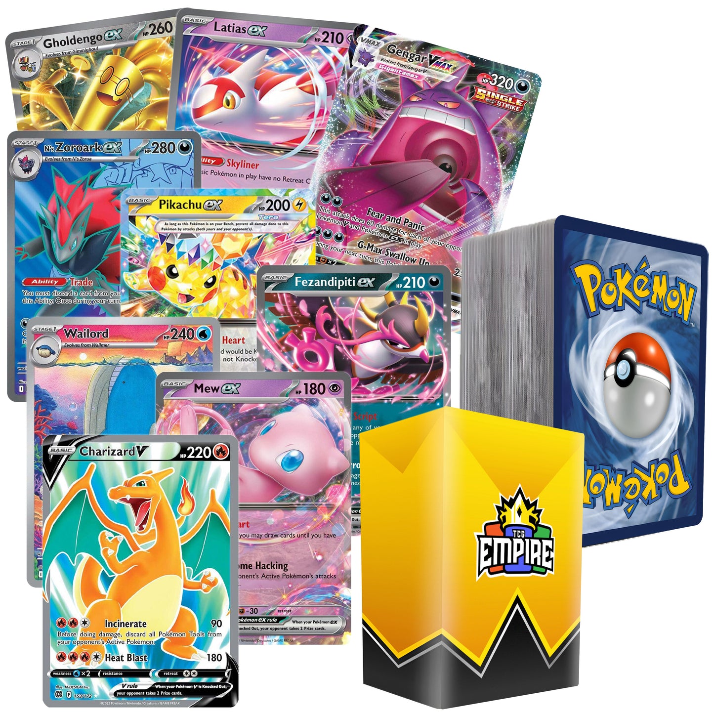 Pokemon Card Bundle 100+ Cards | Ultra Rare Guaranteed | 10 Holos & Rares | TCG Collector Gift Set for Kids & Adults with Storage Box | Authentic Pokémon TCG Cards
