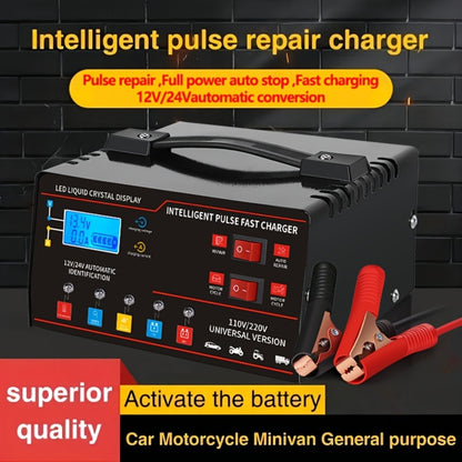 Smart Battery Charger 12V & 24V with LCD Display – Intelligent Trickle Charger, Smart Repair, Overcharge & Short Circuit Protection for Cars SUVs Trucks Motorcycles Yachts