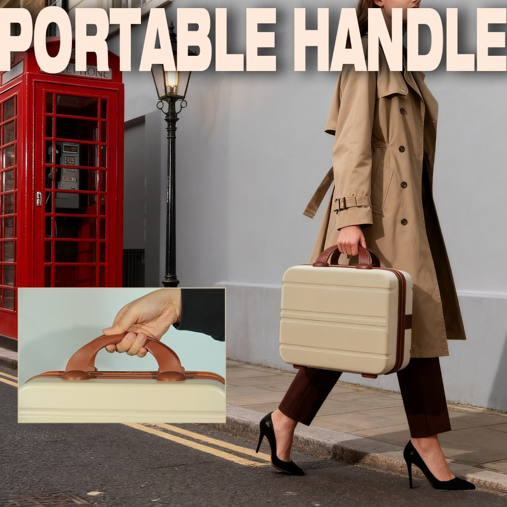 Hard Shell Makeup Travel Case Waterproof Pressure-Proof Portable Cosmetic Suitcase with Elastic Band Luggage Attachment Carry-On Organizer for Women Travel Camping Gym 30x25x15cm