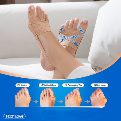 Bunion Corrector Toe Separator Splint Brace – Adjustable Big Toe Straightener for Women & Men, Day & Night Wear, Left & Right Foot