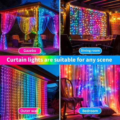 Solar String Lights Outdoor 300 LED Waterfall Fairy Lights, USB Rechargeable with Remote Control, Twinkling Warm White Color White, for Patio Gazebo Garden Backyard Tree Wedding Party Decoration
