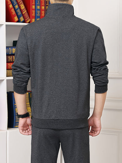 Men's Stand Collar Zip-Up Jacket - Regular Fit Transitional Layer