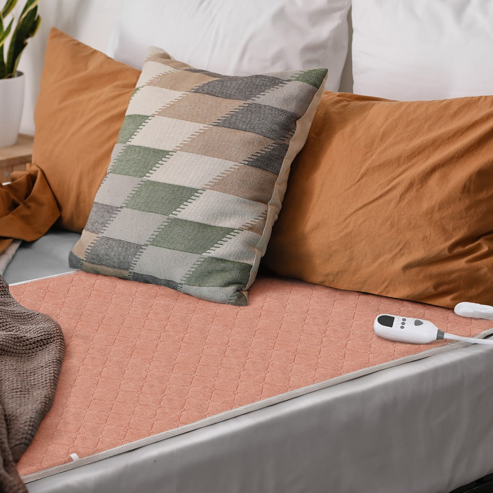 Electric Mattress Pad Heated Bed Warmer 63"x31" - 9 Heat Settings, 4 Auto Shutoff Modes, Rapid Warming, LED Controller, ETL Certified, Machine Washable, Low EMF, Winter Comfort Gift, Brown & Grey