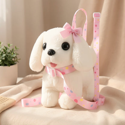 Walking Barking Dog Toy Electronic Interactive Puppy Plush with Tail Wagging Leash Bow Soft Stuffed Animal Birthday Christmas Easter Gift for Kids Girls Toddlers