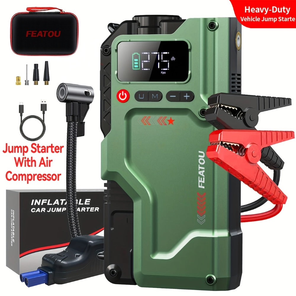 20000A Jump Starter with Air Compressor 150PSI Digital Tire Inflator – Portable Heavy-Duty Battery Pack Car Jumper Starter with USB-A & USB-C Charging for Gas & Diesel Engines (Enhanced Version)