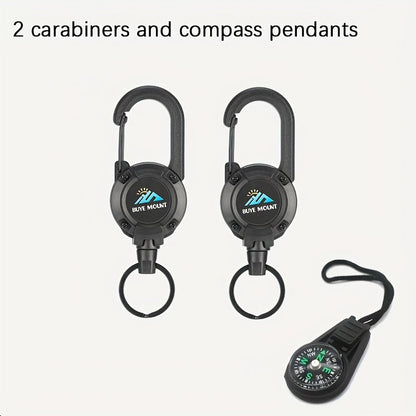 Tactical Retractable Keychain 2-Pack – Heavy Duty 23-Inch Steel Wire Rope with Lanyard, Multi-Tool Badge Holder & ID Clip for Camping, Hiking, Fishing & Everyday Carry (4 Colors)