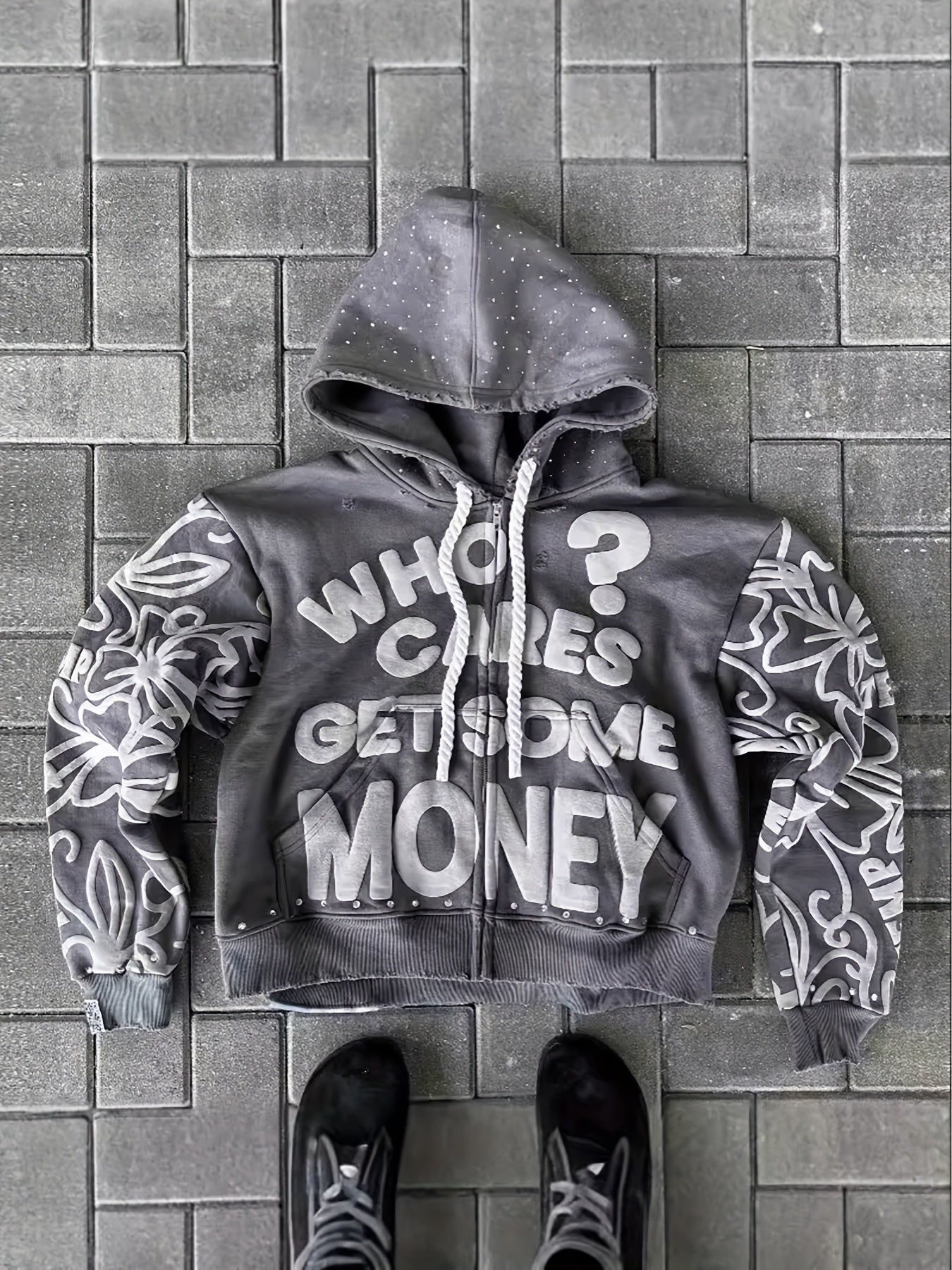 Unisex Relaxed Graphic Zip-Up Hoodie