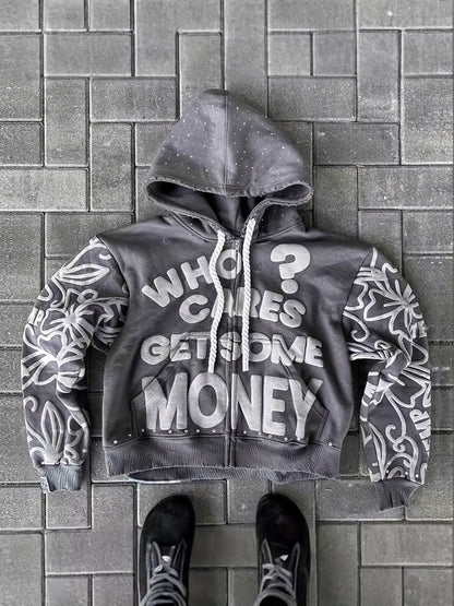 Unisex Relaxed Graphic Zip-Up Hoodie