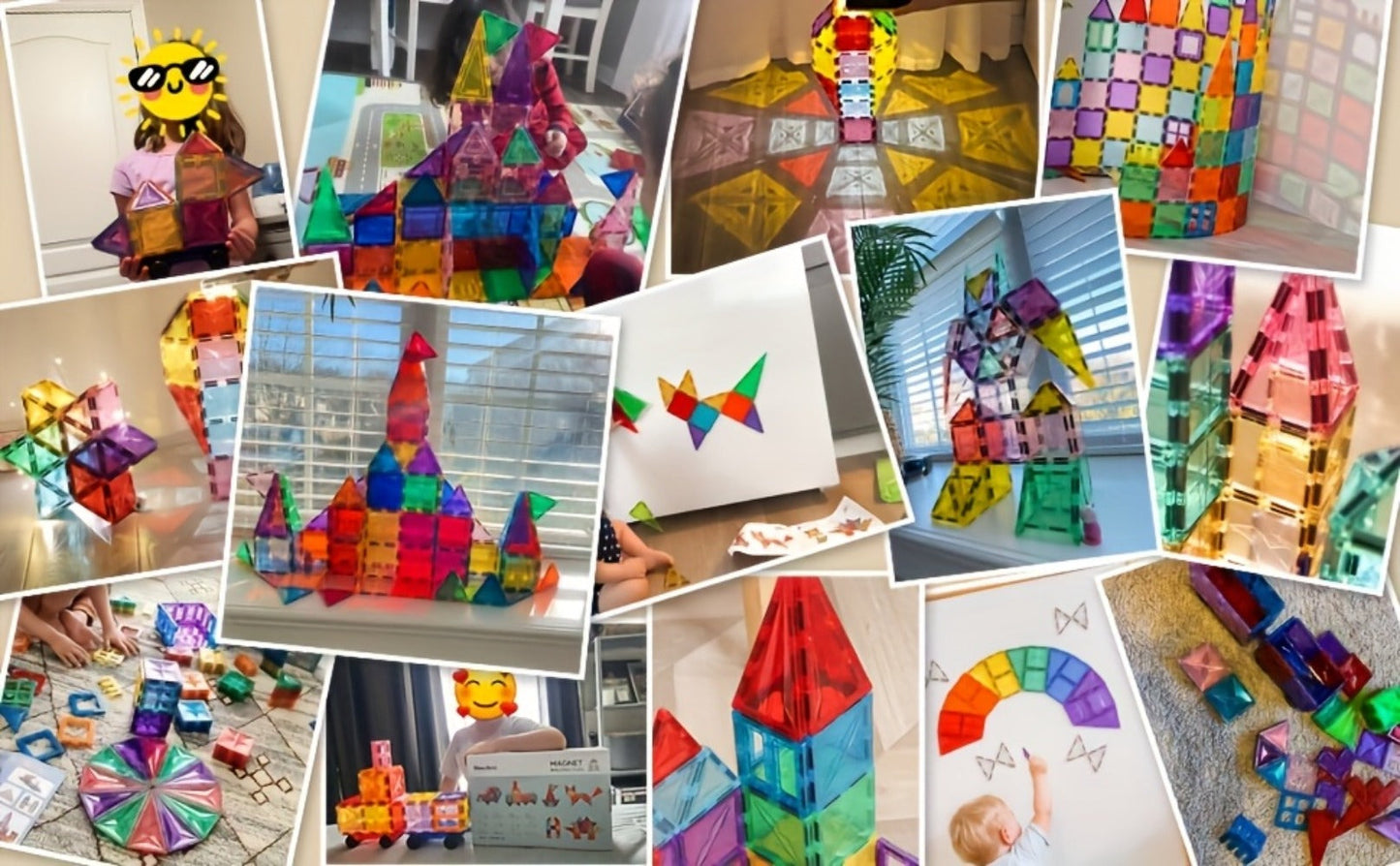 Magnetic Tiles 120pcs with 2 Toy Cars for Kids Ages 3 4 5 6 – Deluxe 3D Magnet Building Blocks Stacking Ramp Set STEM Educational Toy Creative Birthday Christmas Gift Boys Girls