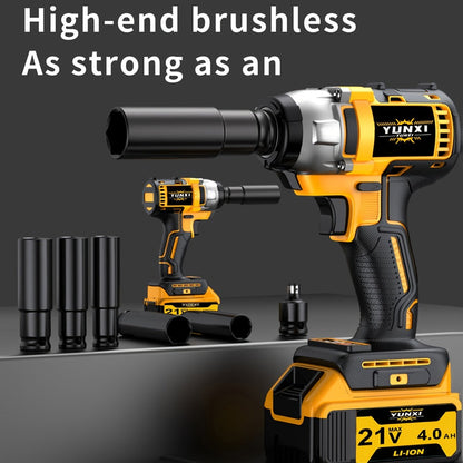 21V Cordless Impact Wrench Kit High Torque Brushless with 4000mAh Rechargeable Battery – Wireless Power Wrench Driver for Car Motorcycle Repair, DIY Home Projects, Gift for Mechanics & Men