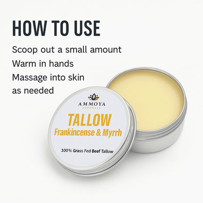 Tallow Balm Grass-Fed Natural Moisturizer for Dry Skin — Deep Hydrating Handcrafted Body Balm 3 Scents Chamomile Rose Honey Frankincense Myrrh, Nourishing Skin Balm for Women Men