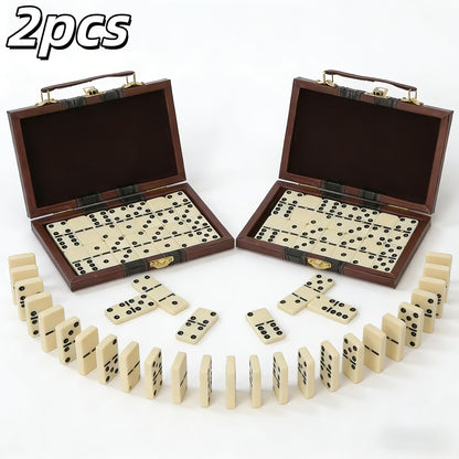 Double 6 Domino Set with Storage Case & Metal Spinner - 28 Tiles Classic Black Domino Game for Adults Kids Family | Premium Packaging 1 or 2 Pack | Holiday Christmas Thanksgiving Birthday Gift