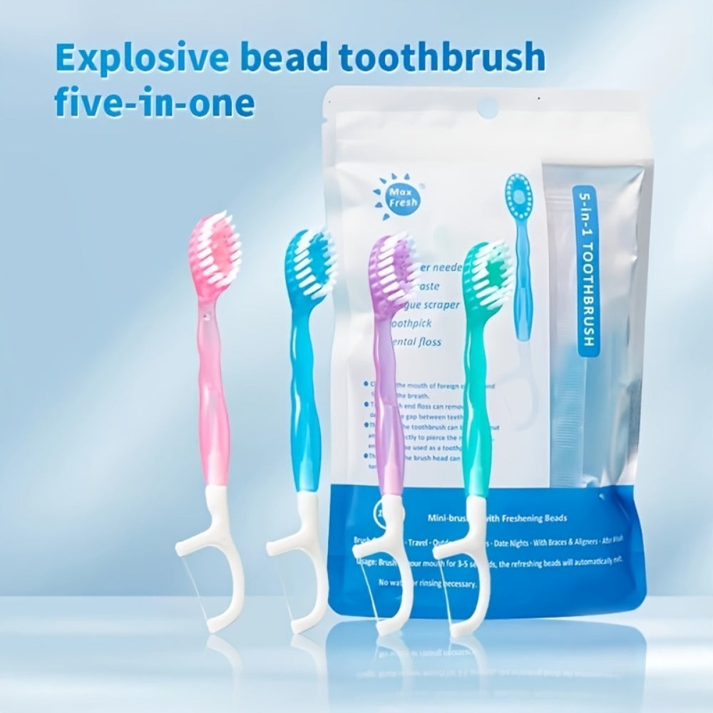 Disposable Toothbrush 24-Pack – Mini Beads No-Rinse Travel Toothbrush, Mixed Flavors, Portable Oral Care Kit for Outdoor Travel, Camping, Hotels, Dating & Parties, Fresh Breath On the Go (2 Bags × 12pcs)