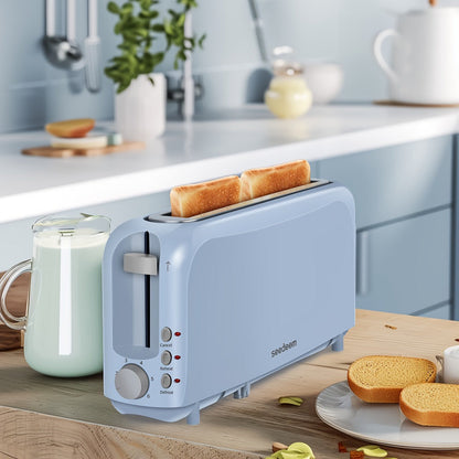 Slim Toaster 2-Slice Long Slot – 1.45" Wide Slot, 6 Shade Settings, Cancel/Reheat/Defrost, 750W, Removable Crumb Tray | 6 Colors