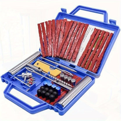 Tire Repair Tool Kit 47 / 58 / 104 / 116-Piece for Cars Motorcycles Trucks Tractors Trailers, Heavy-Duty Tubeless Tire Plug Patch Kit with Storage Bag & Gloves, No Battery Required, Roadside Emergency