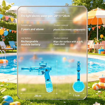 Light Up Water Spray Toy for Kids 2 Pack – Luminous Automatic Water Squirt Gun with LED Lights & Sound Effects, Outdoor Beach Pool Party Summer Water Game Favor Set Boys Girls Ages 3+