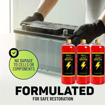 Battery Repair Fluid - Low Odor, Nontoxic & Odorless Formula for Car, Electric Vehicle & All-Model Battery Maintenance, Restores Battery Performance on Metal Surfaces (3.38 oz x 3 Pack)