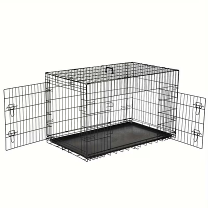 Dog Crate with Divider Panel & Double Door - Folding Metal Wire Dog Cage with Leak-Proof Tray, Indoor Outdoor Travel Pet Kennel for Small Medium Large Dogs, 5 Sizes