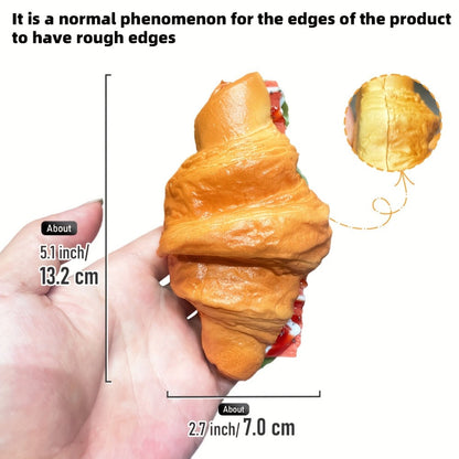 Realistic Fake Food Props 2PCS Simulation Bacon Croissant Bread – Lifelike TPU Play Food for Kids Kitchen Toy, Window Display Decor, Photography Prop, Pretend Play Food Accessory