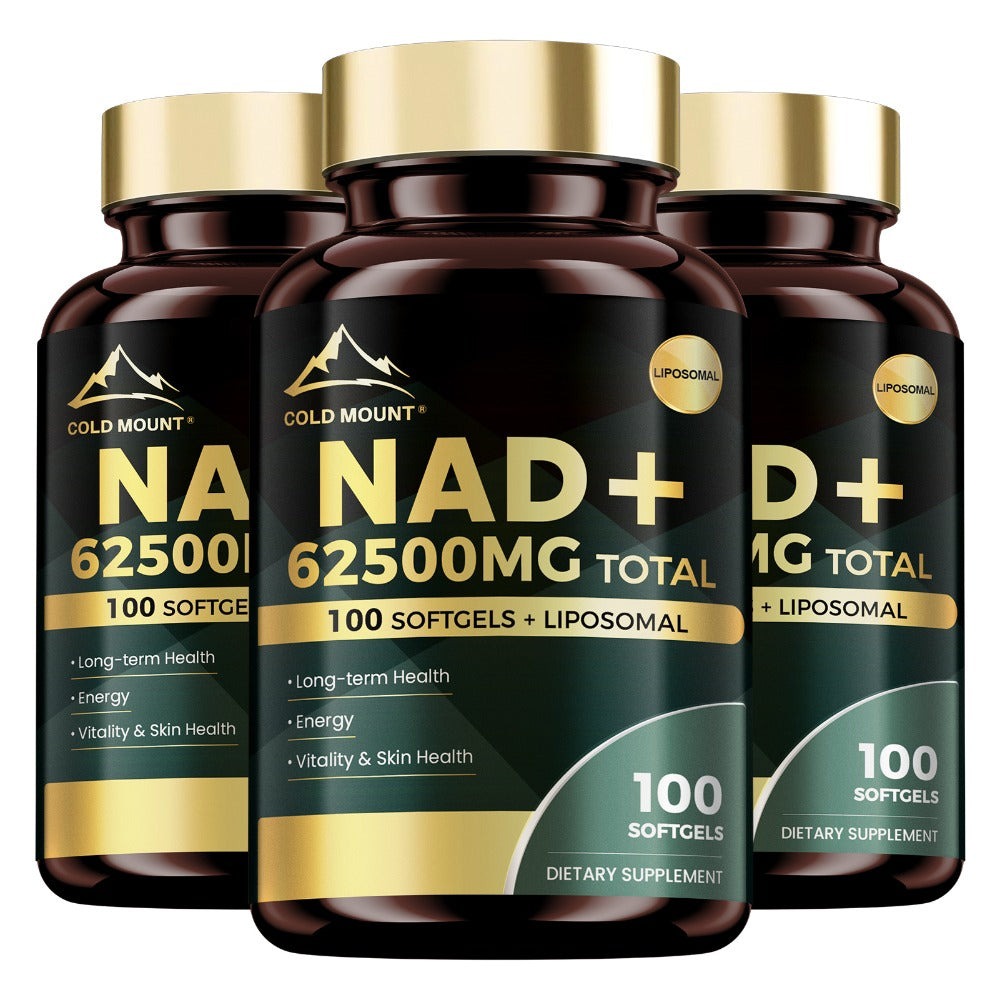 NAD+ Supplement 62500mg with Nicotinamide Riboside & Trans-Resveratrol — Healthy Aging, Brain Health, Memory & Focus Support | Sirtuin Activator | 100 Softgels 50-Day Supply | 1-3 Bottle Options