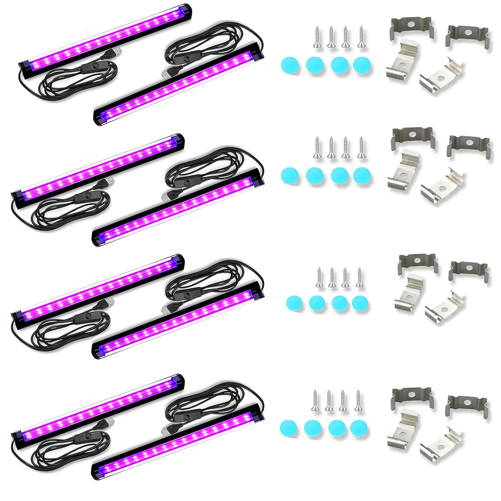 8pcs/6pcs/2pcs Black Light Strips, 10W 1ft Upgraded UV LED Black Light Strips, Luminous Parties, Posters, Tapestays, Room And Bedroom Decorations, Car Body Paint, Halloween Decoration