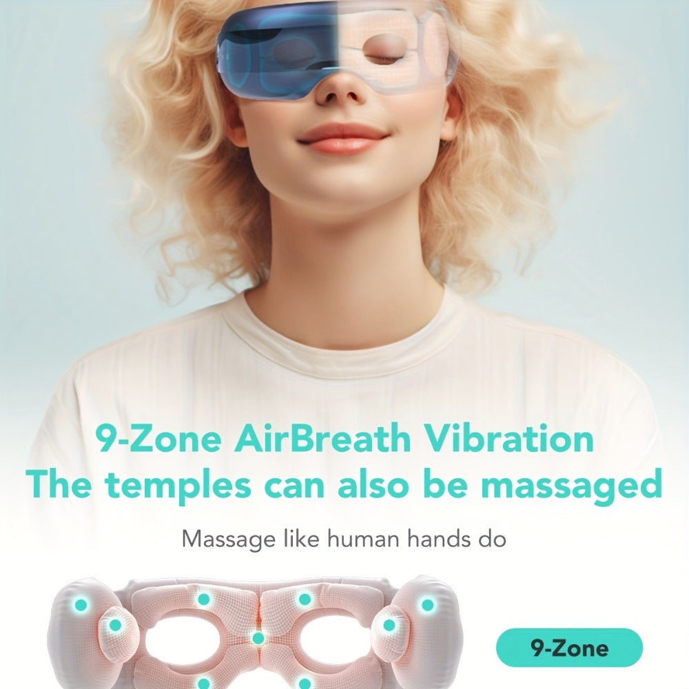 Eye Massager with Heat SKG E3 PRO Portable - Music Playback Built-In Vision Window Eye Relaxation Mask for Eye Strain Fatigue Relief, Heated Eye Massager Gift for Men & Women, Blue