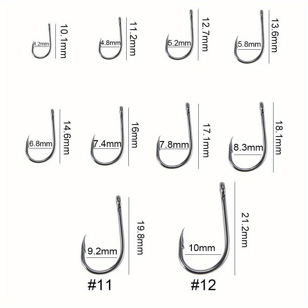 1000pcs Fishing Hooks Assorted Sizes #3-#12 Sharp Carbon Steel Fish Hooks Set with Portable Tackle Box for Sea Freshwater Bass Trout Carp Fishing Gear Kit Men Gift