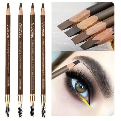 Smudge Proof Waterproof Eyebrow Pencil 4-Pack Double-Ended with Built-In Spoolie Brush – Long Lasting Sulfate Free Natural Brow Look for All Skin Types