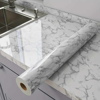 Marble Peel and Stick Wallpaper Roll - Waterproof Oil-Proof Self-Adhesive Wall Contact Paper for Kitchen Backsplash Bathroom Countertop